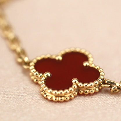 [Elowen Jewels] CLOVER 5 MOTIF RED CORNELIAN BRACELET COLLECTION