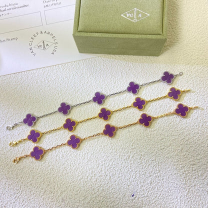 [Elowen Jewels]CLOVER  5 MOTIFS  PURPLE VIOLET BRACELET
