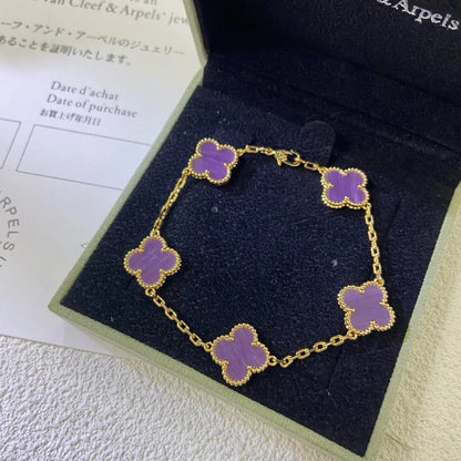 [Elowen Jewels] CLOVER 5 MOTIF VIOLET BRACELET COLLECTION
