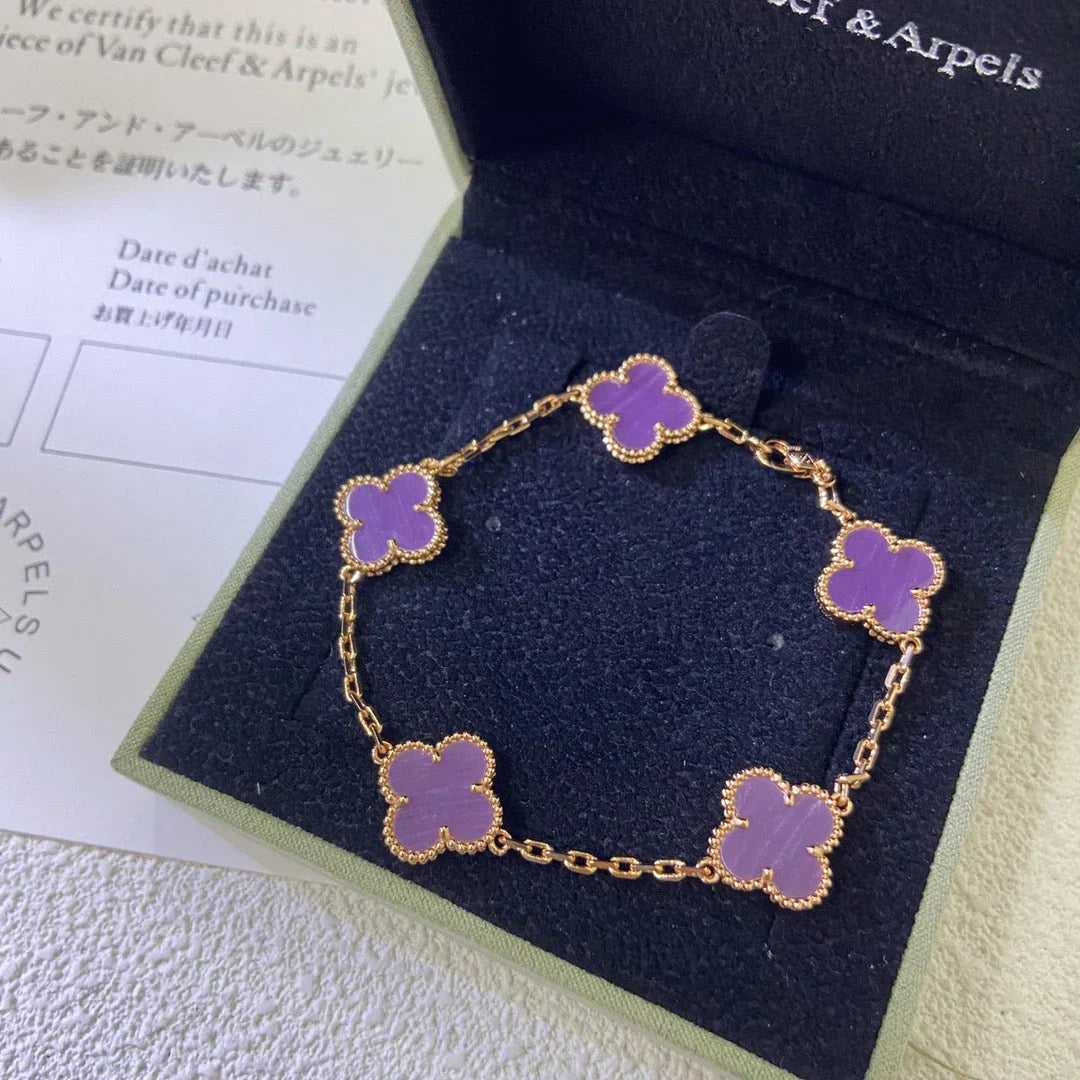 [Elowen Jewels] CLOVER 5 MOTIF VIOLET BRACELET COLLECTION