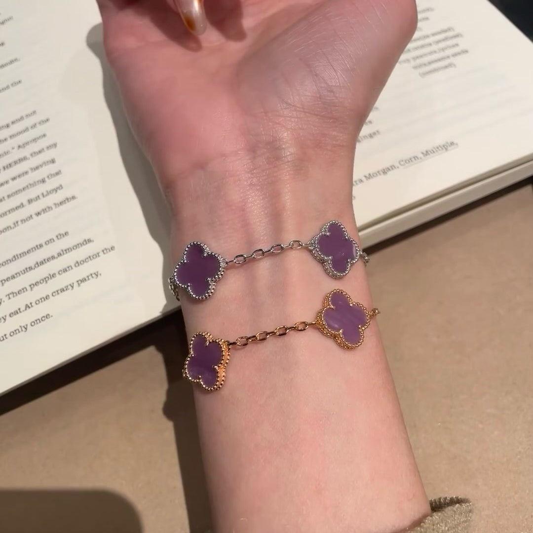 [Elowen Jewels]CLOVER  5 MOTIFS  PURPLE VIOLET BRACELET