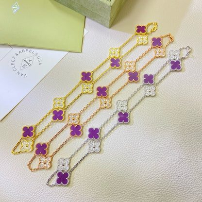 [Elowen Jewels]CLOVER 10 MOTIFS  PURPLE VIOLET DIAMOND NECKLACE