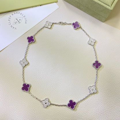 [Elowen Jewels]CLOVER 10 MOTIFS  PURPLE VIOLET DIAMOND NECKLACE