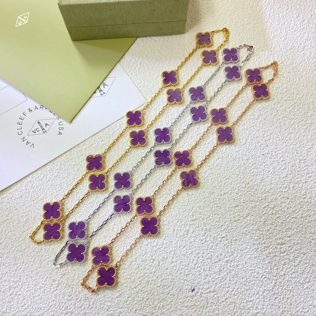 [Elowen Jewels]CLOVER 10 MOTIFS  PURPLE VIOLET  NECKLACE