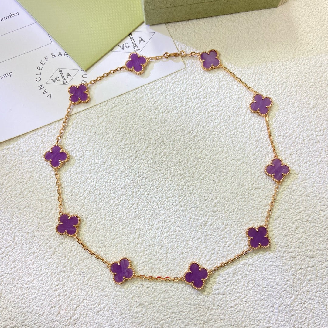 [Elowen Jewels]CLOVER 10 MOTIFS  PURPLE VIOLET  NECKLACE