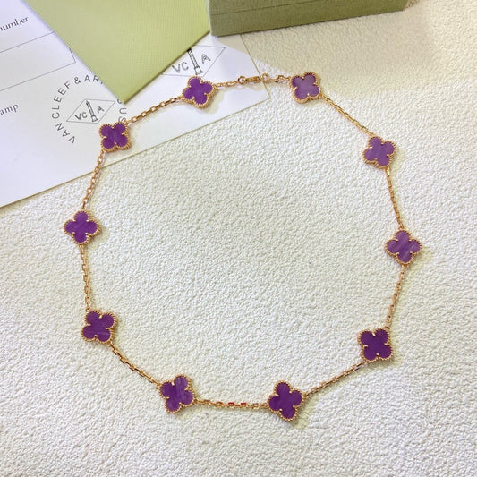 [Elowen Jewels]CLOVER 10 MOTIFS  PURPLE VIOLET  NECKLACE