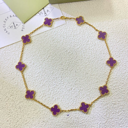 [Elowen Jewels]CLOVER 10 MOTIFS  PURPLE VIOLET  NECKLACE
