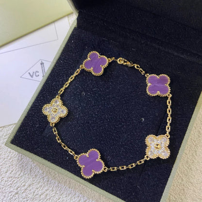 [Elowen Jewels] CLOVER 5 MOTIF VIOLET BRACELET COLLECTION
