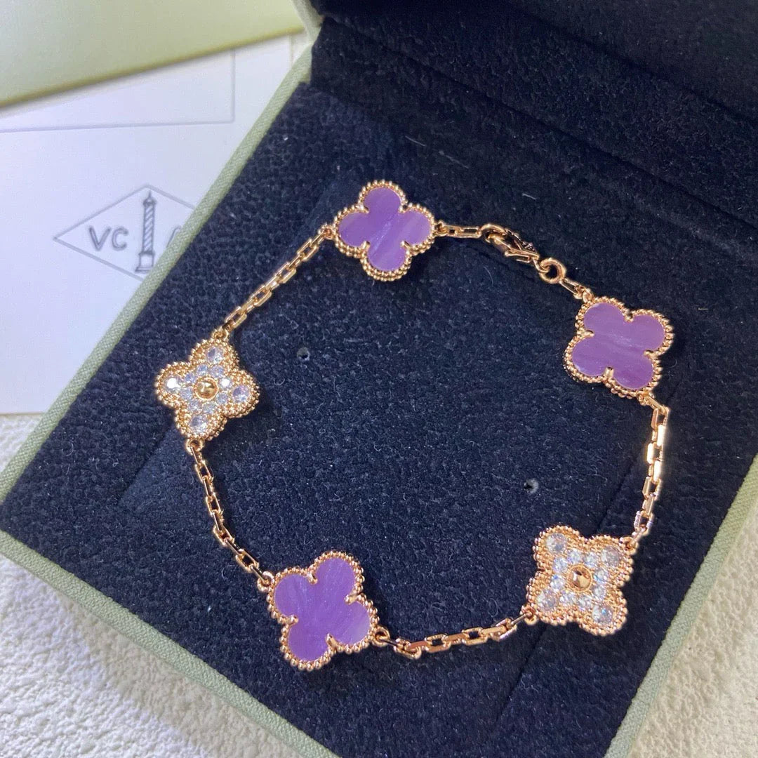 [Elowen Jewels] CLOVER 5 MOTIF VIOLET BRACELET COLLECTION