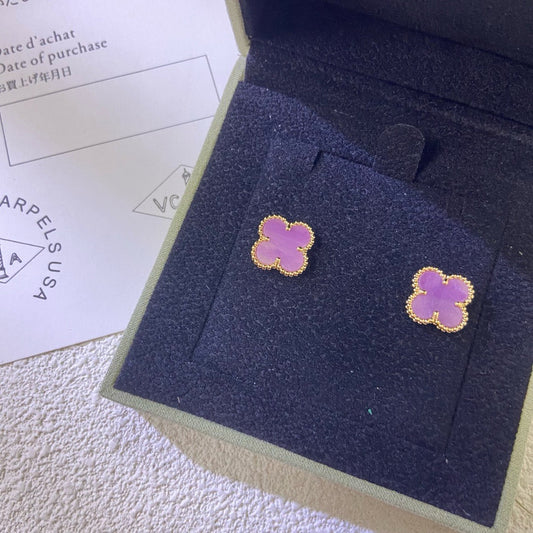 [Elowen Jewels]CLOVER MINI 9.5MM  PURPLE VIOLET EARRINGS