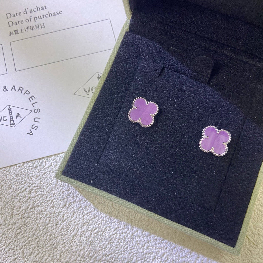 [Elowen Jewels]CLOVER MINI 9.5MM  PURPLE VIOLET EARRINGS