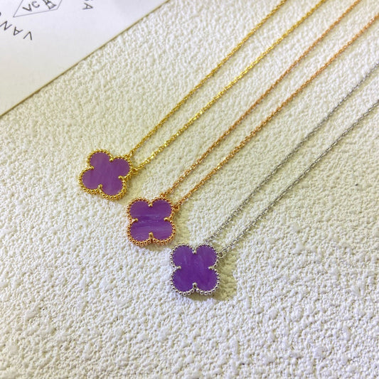 [Elowen Jewels]CLOVER 15MM  PURPLE VIOLET NECKLACE