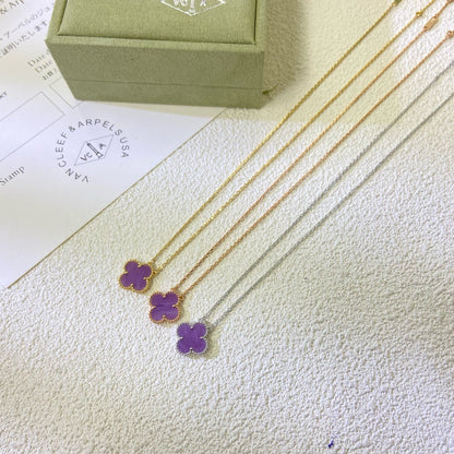 [Elowen Jewels]CLOVER 15MM  PURPLE VIOLET NECKLACE