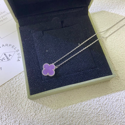 [Elowen Jewels]CLOVER 15MM  PURPLE VIOLET NECKLACE