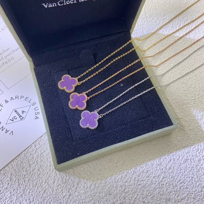 [Elowen Jewels]CLOVER 15MM  PURPLE VIOLET NECKLACE