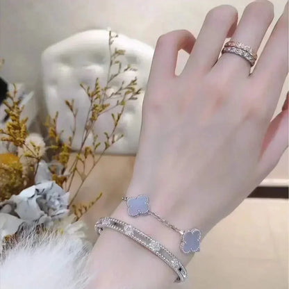 [Elowen Jewels] CLOVER 5 MOTIF PURPLE CHALCEDONY BRACELET COLLECTION