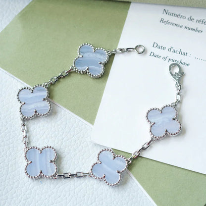 [Elowen Jewels] CLOVER 5 MOTIF PURPLE CHALCEDONY BRACELET COLLECTION