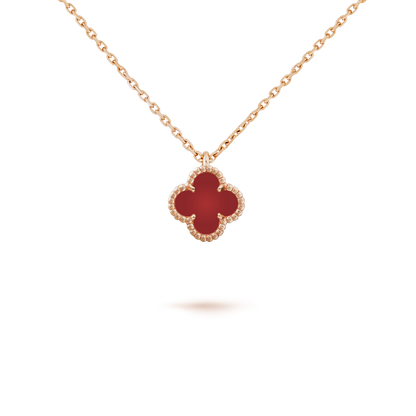 [Elowen Jewels]CLOVER MINI 9.5MM WHITE CARNELIANS NECKLACE