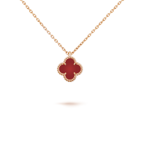 [Elowen Jewels]CLOVER MINI 9.5MM WHITE CARNELIANS NECKLACE