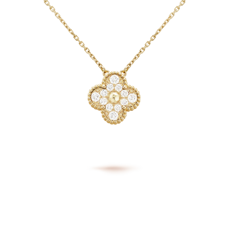[Elowen Jewels]CLOVER 15MM DIAMOND SINGLE FLOWER NECKLACE