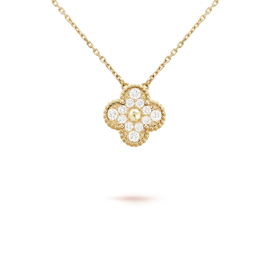 [Elowen Jewels]CLOVER 15MM DIAMOND SINGLE FLOWER NECKLACE