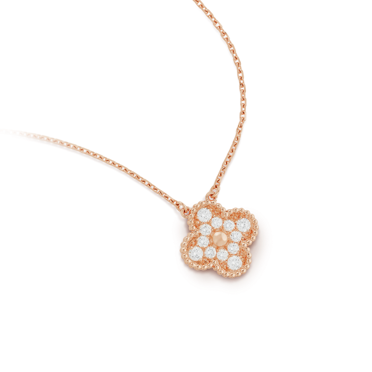 [Elowen Jewels]CLOVER 15MM DIAMOND SINGLE FLOWER NECKLACE