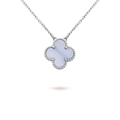 [Elowen Jewels]CLOVER 15MM BLUE CHALCEDONY NECKLACE SILVER