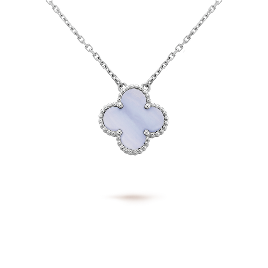 [Elowen Jewels]CLOVER 15MM BLUE CHALCEDONY NECKLACE SILVER