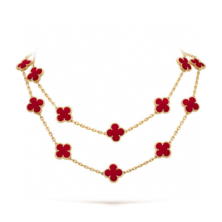[Elowen Jewels]CLOVER 20 MOTIFS CARNELIAN NECKLACE