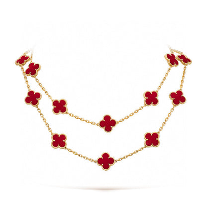 [Elowen Jewels]CLOVER 20 MOTIFS CARNELIAN NECKLACE