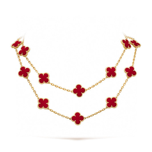 [Elowen Jewels]CLOVER 20 MOTIFS CARNELIAN NECKLACE