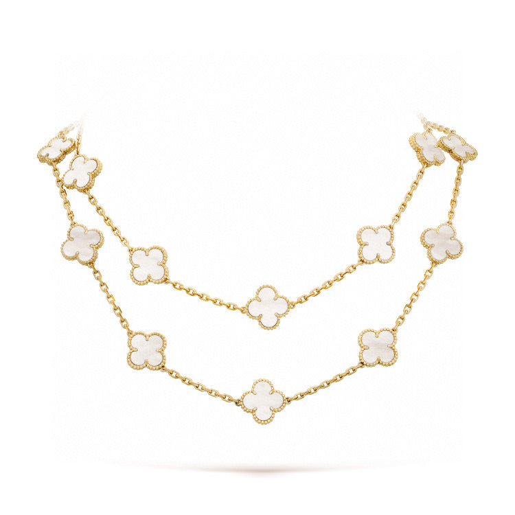 [Elowen Jewels]CLOVER 20 MOTIFS WHITE MOP NECKLACE