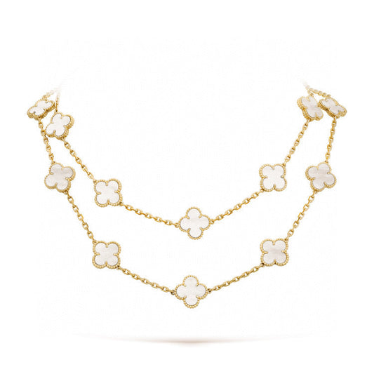 [Elowen Jewels]CLOVER 20 MOTIFS WHITE MOP NECKLACE