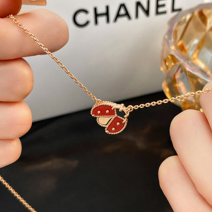 [Elowen Jewels]LUCKY  CARNELIANS LADYBUG NECKLACE