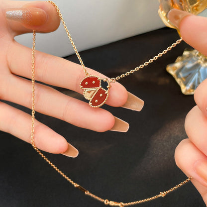 [Elowen Jewels]LUCKY  CARNELIANS LADYBUG NECKLACE