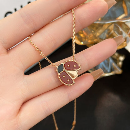[Elowen Jewels]LUCKY  CARNELIANS LADYBUG NECKLACE