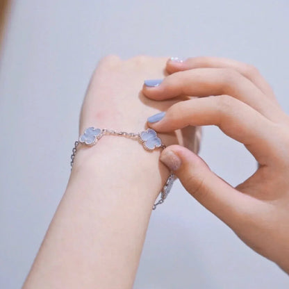 [Elowen Jewels] CLOVER 5 MOTIF PURPLE CHALCEDONY BRACELET COLLECTION