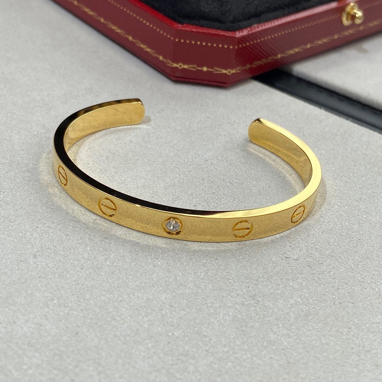 [Elowen Jewels]LOVE BRACELET 6.1MM 1 DIAMOND OPEN CUFF