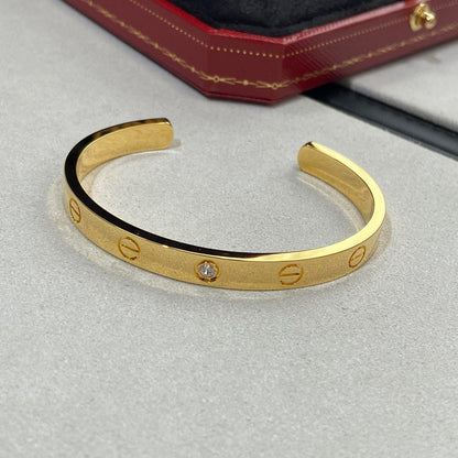 [Elowen Jewels]LOVE BRACELET 6.1MM 1 DIAMOND OPEN CUFF