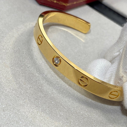 [Elowen Jewels]LOVE BRACELET 6.1MM 1 DIAMOND OPEN CUFF