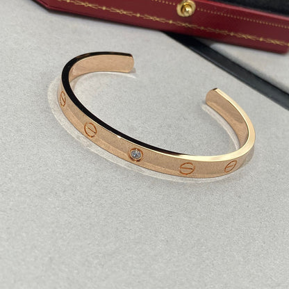 [Elowen Jewels]LOVE BRACELET 6.1MM 1 DIAMOND OPEN CUFF