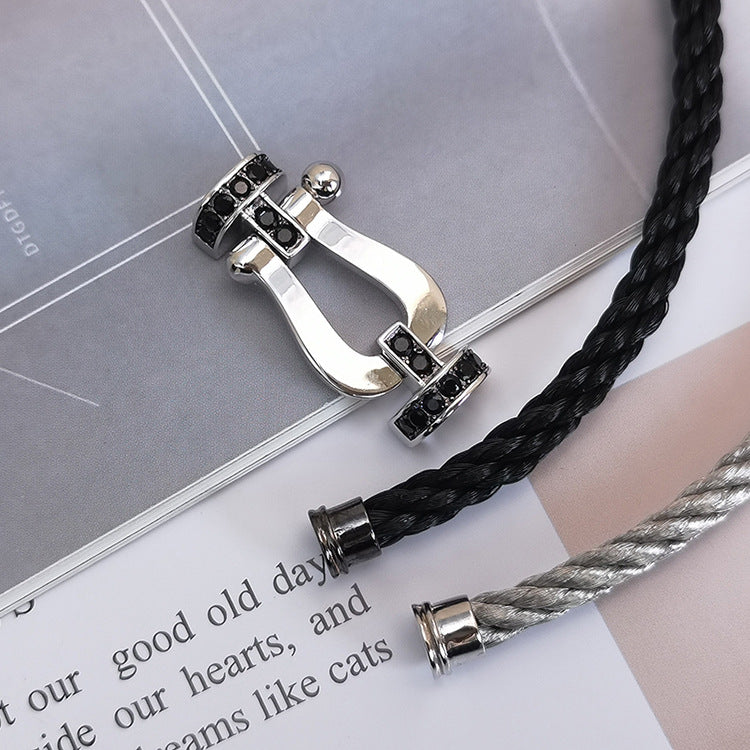 [Elowen Jewels]FORCE LARGE HORSESHOE BLACK DIAMOND BRACELET SILVER
