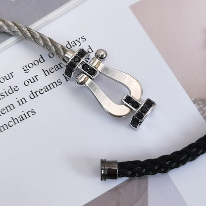 [Elowen Jewels]FORCE LARGE HORSESHOE BLACK DIAMOND BRACELET SILVER