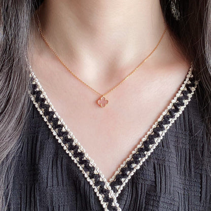 [Elowen Jewels]CLOVER 9.5MM PINK MOTHER OF PEARL SINGLE FLOWER NECKLACE