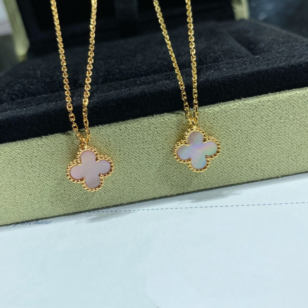 [Elowen Jewels]CLOVER 15MM PINK MOTHER-OF-PEARL SINGLE FLOWER NECKLACE