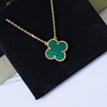[Elowen Jewels]CLOVER 15MM MALACHITE SINGLE FLOWER  NECKLACE