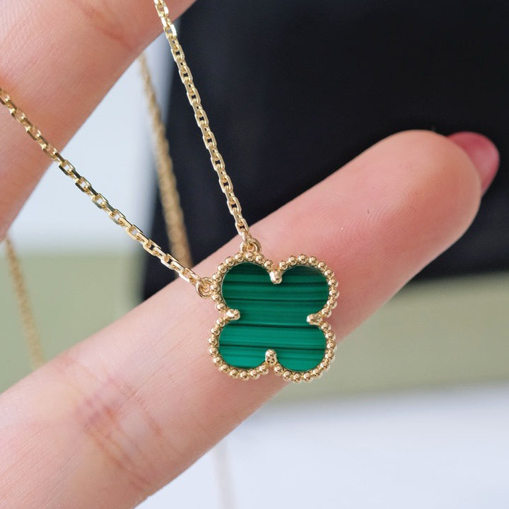 [Elowen Jewels]CLOVER 15MM MALACHITE SINGLE FLOWER  NECKLACE