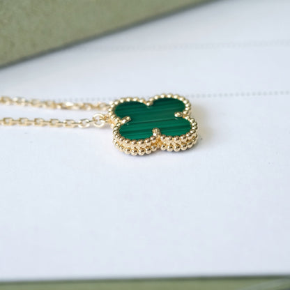[Elowen Jewels]CLOVER 15MM MALACHITE SINGLE FLOWER  NECKLACE