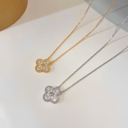 [Elowen Jewels]CLOVER 15MM DIAMOND SINGLE FLOWER NECKLACE