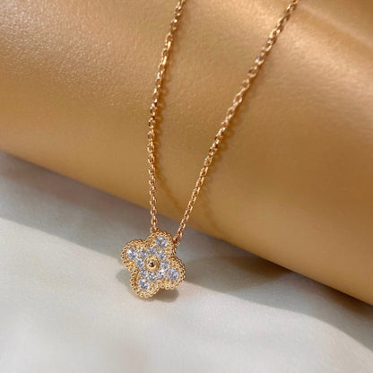[Elowen Jewels]CLOVER 15MM DIAMOND SINGLE FLOWER NECKLACE